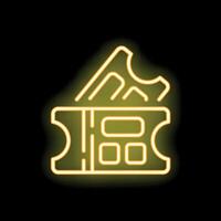 Neon icon of two tickets representing entertainment and leisure activities vector