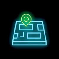 Neon green location pin showing position on a city map vector