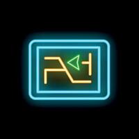 Neon icon of semiconductor microchip showing circuit board pattern vector