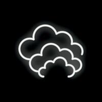 White neon sign showing three fluffy clouds on black background vector
