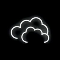 White neon sign showing clouds on black background vector