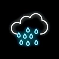 Neon rainy cloud shining on a black background vector