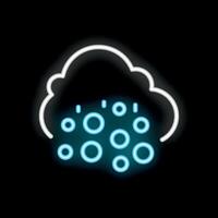 Neon style icon showing cloud computing with data raining down vector