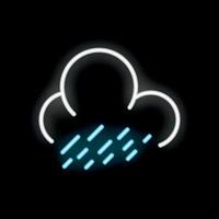 Bright neon sign showing rain cloud on black background vector