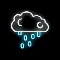 Neon style icon of cloud raining showing storm vector