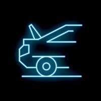 Neon sign representing tow truck moving fast on black background vector