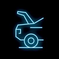 Neon icon of car with open trunk on black background vector