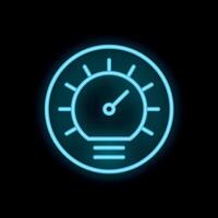 Neon speedometer showing maximum speed on black background vector