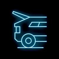 Neon sign of a car driving fast with open trunk vector