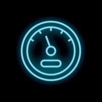 Neon sign showing a speedometer on a black background vector