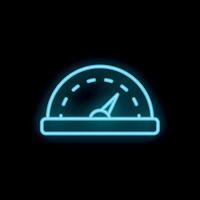 Neon blue speedometer showing increasing speed on black background vector