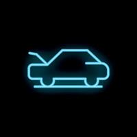 Neon icon of car with open trunk on black background vector