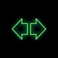 Green neon arrows pointing in opposite directions on black background vector
