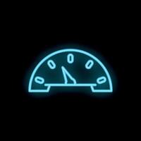 Neon blue speedometer showing progress on black background vector