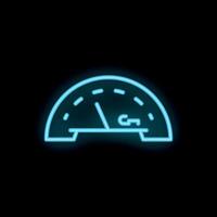Neon blue speedometer showing progress on black background vector