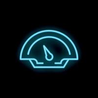 Neon blue speedometer showing progress on black background vector