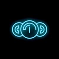 Neon blue light showing phone wifi and battery icon on black background vector