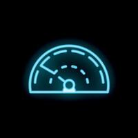 Neon blue speedometer showing increasing speed on black background vector