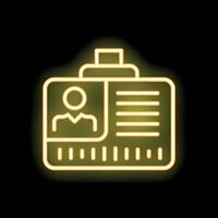 Glowing neon line id card icon on black background vector