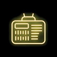 Yellow neon sign of retro style radio receiver on a black background vector