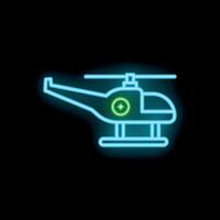 Neon style icon of medical helicopter delivering first aid vector