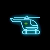 Neon icon of medical helicopter delivering first aid vector