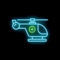 Neon style icon of helicopter delivering medical care vector