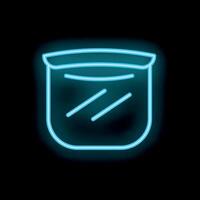 Neon icon of reusable silicone food bag glowing on black background vector