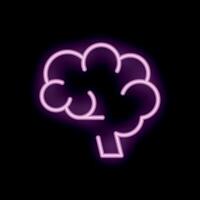 Glowing neon brain icon representing thinking process vector