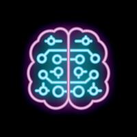 Neon artificial intelligence brain showing circuit board pattern vector