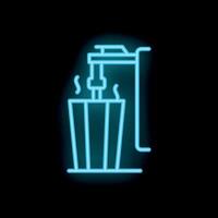 Neon sign of automatic water cooler with plastic cup for office vector