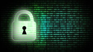 Lock against digits on black background as data security video