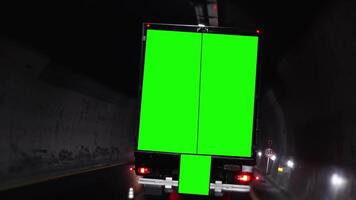 Green screen on the track on the highway in the tunnel video