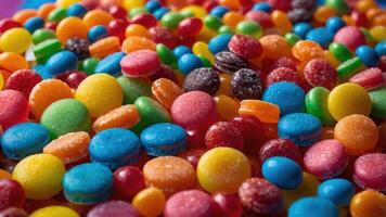 A colorful assortment of candies and sweets scattered on a surface. photo