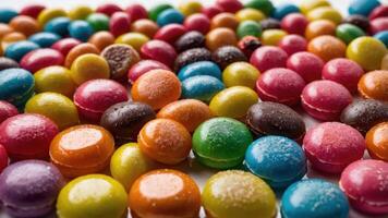 A colorful assortment of candies arranged in a vibrant display. photo