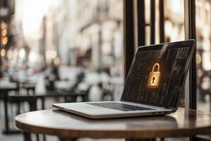 Cybersecurity Awareness Highlighted Through a Secure Laptop Display photo