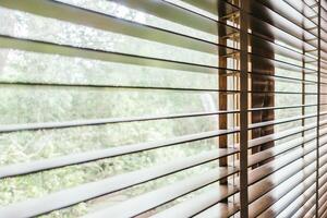 A window with blinds that are open photo