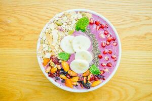 A bowl of fruit and nuts photo
