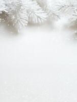 Christmas background with snowflakes and fir branches photo