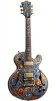 Artistic guitar with intricate designs showcasing creativity and craftsmanship photo