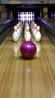 Bowling ball rolls towards pins in a bowling alley during a weekend outing photo