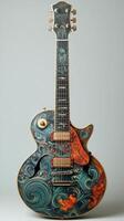 Artistic guitar with intricate designs showcasing creativity and craftsmanship photo