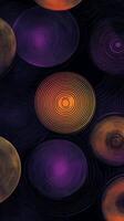 Swirling orange and purple concentric circles creating an abstract pattern at night photo