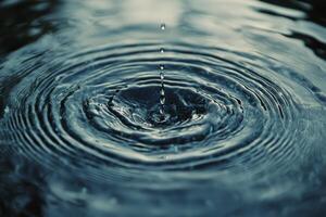 Water droplets creating ripples in a calm pond on a serene afternoon photo