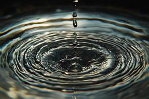 Water droplets creating ripples in a calm pond on a serene afternoon photo