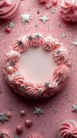 A beautifully decorated pink cake with a starry theme for celebrations and special occasions photo