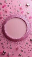A beautifully decorated pink cake with a starry theme for celebrations and special occasions photo