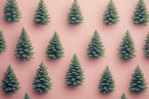 Fresh pine branches arranged on a pastel pink background showcasing natures wonderful greenery photo