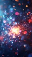 A mesmerizing display of colorful bokeh lights illuminates a dark background photo