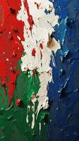 Colorful abstract painting with red, white, green, and blue in artistic expression photo